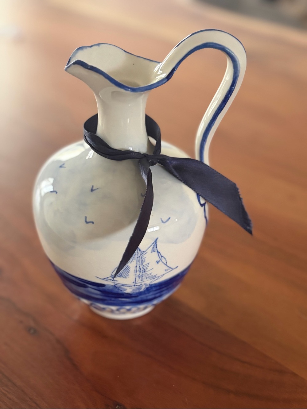 Vintage l’abbé  Francois Hand-Painted delft Blue and White Ceramic carafe